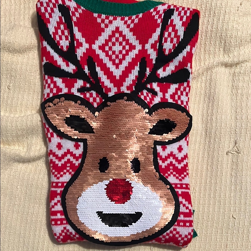 Festive Reindeer Sequin Sweater